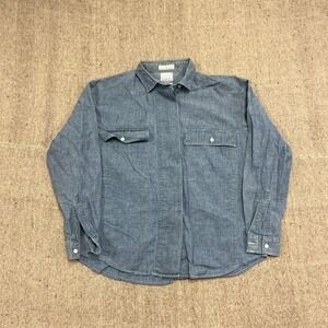 Vintage Levi's Chambray Button Up Shirt Women's Medium Blue 1980s Technical